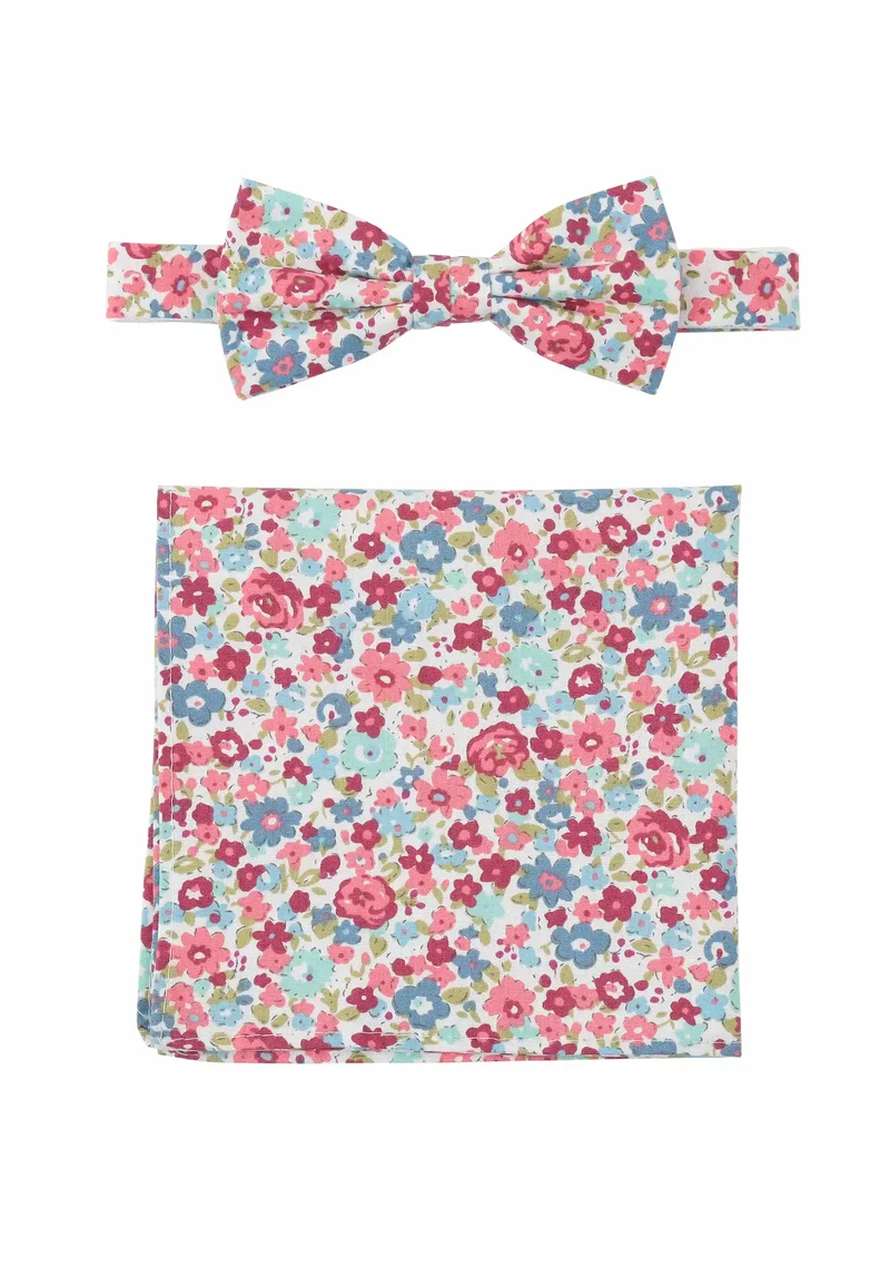 Fliege Einstecktuch Set Herren aus Baumwolle - Blumenmuster