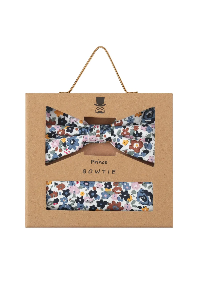 Fliege Einstecktuch Set Herren aus Baumwolle - Blumenmuster