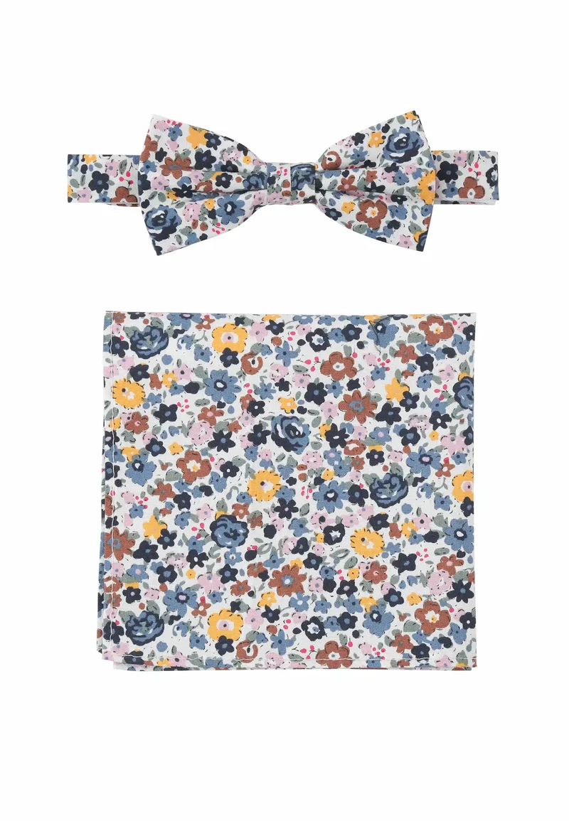 Fliege Einstecktuch Set Herren aus Baumwolle - Blumenmuster