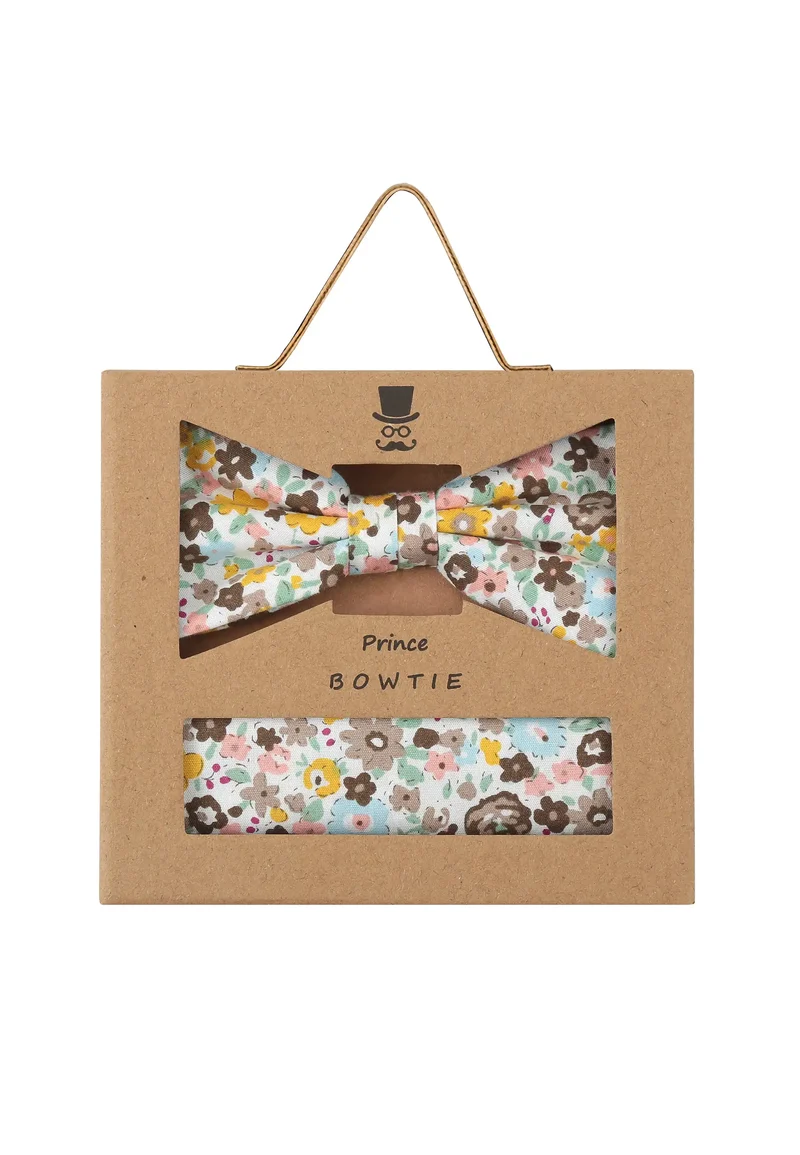 Fliege Einstecktuch Set Herren aus Baumwolle - Blumenmuster