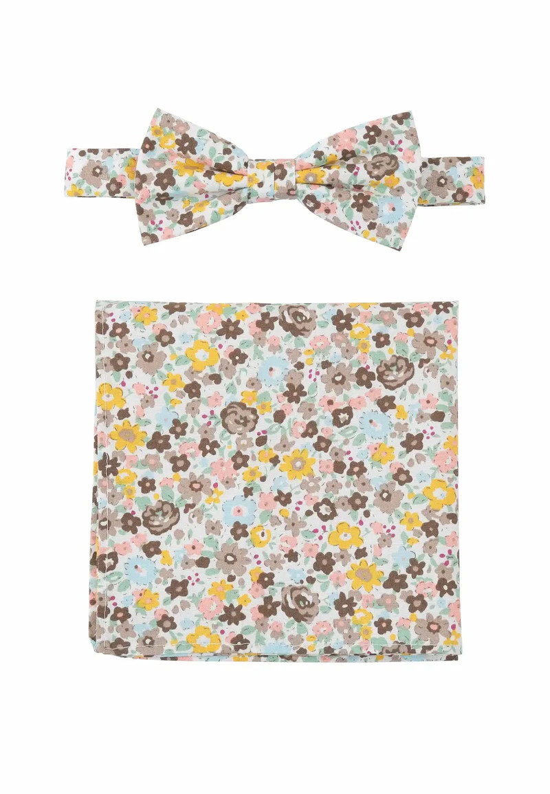 Fliege Einstecktuch Set Herren aus Baumwolle - Blumenmuster