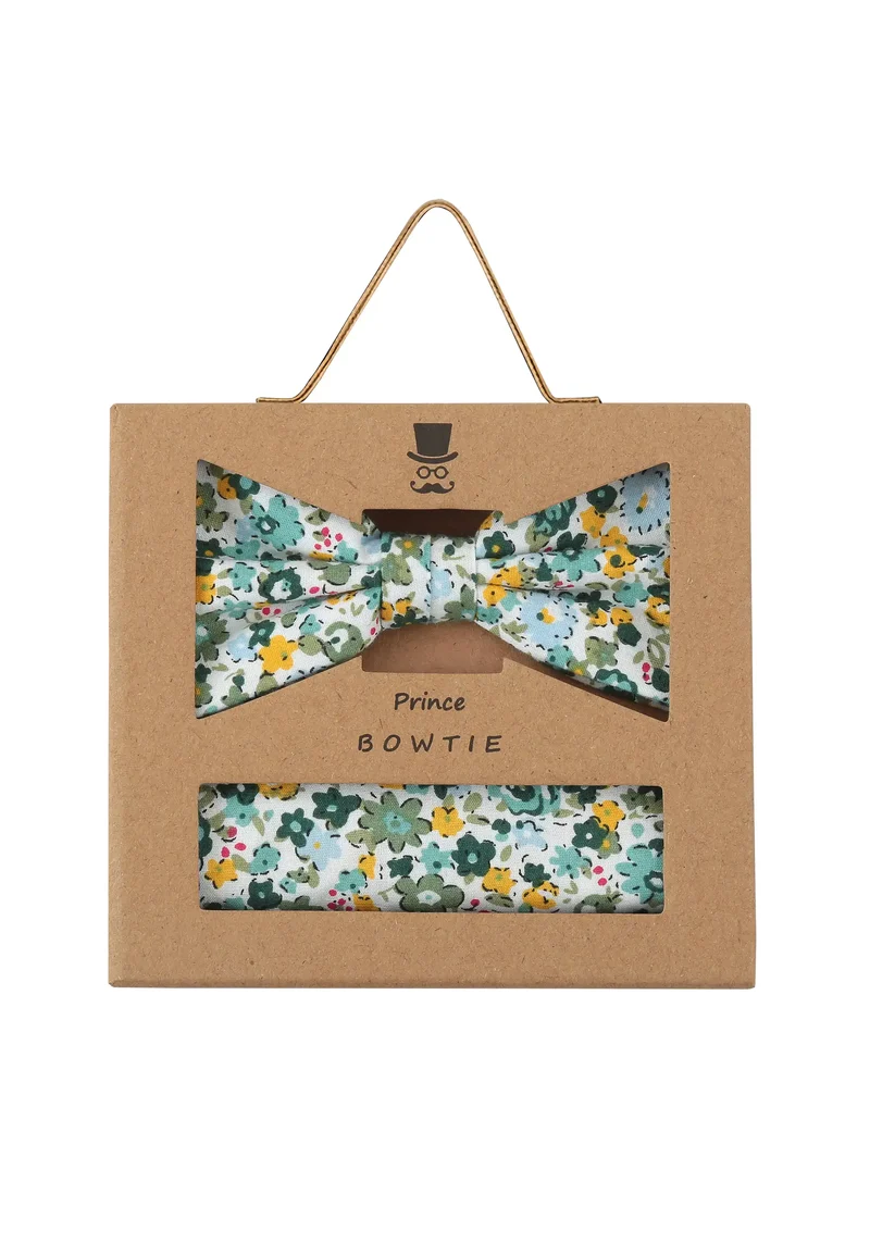 Fliege Einstecktuch Set Herren aus Baumwolle - Blumenmuster