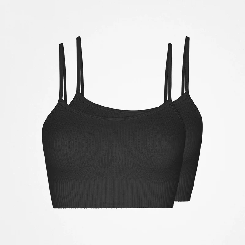 Gerippter Sport-BH | Schwarz