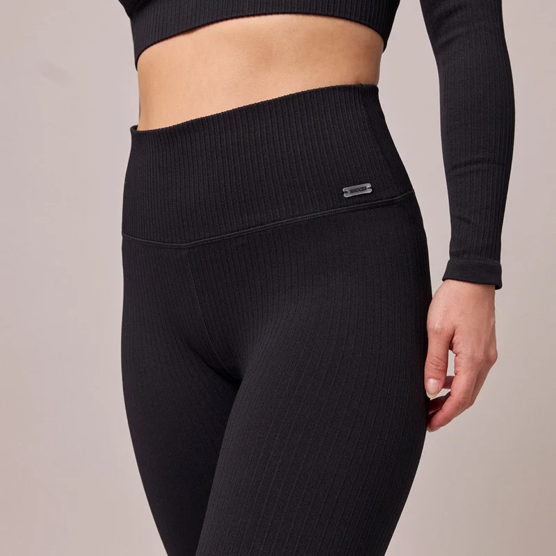 Gerippte Leggings | Schwarz