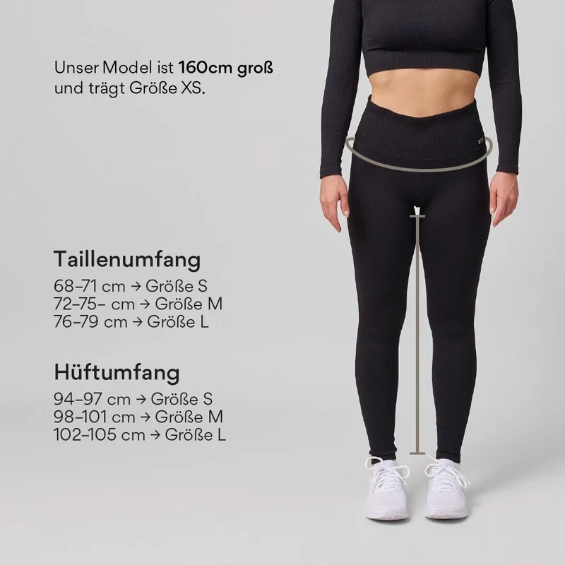 Gerippte Leggings | Schwarz