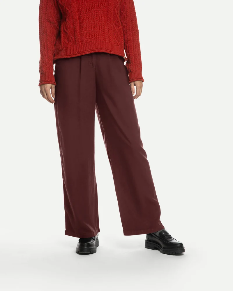 Braunrote Hose Pleated aus 100% Tencel von Matona