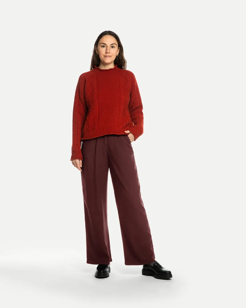 Braunrote Hose Pleated aus 100% Tencel von Matona