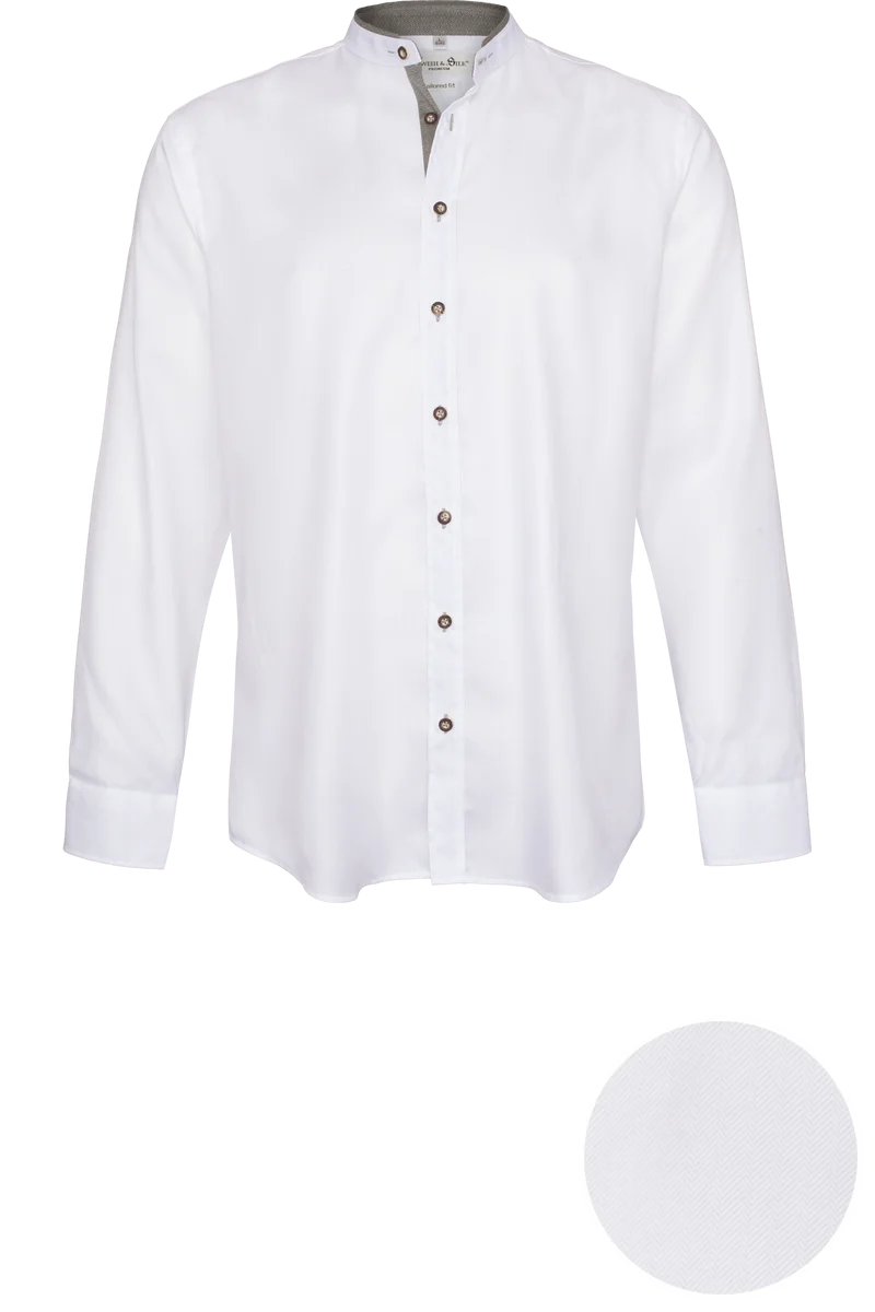 Herren Trachtenhemd mit Strukturmuster Tailored Fit - weiß grün