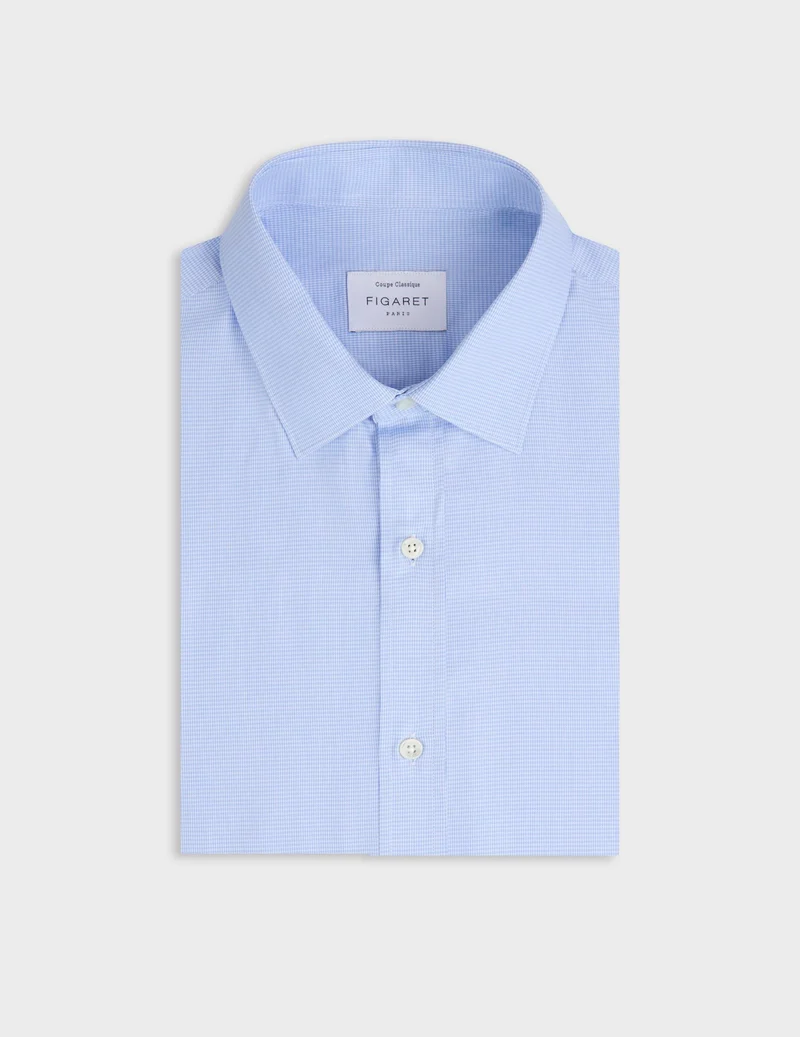 Chemise classique à carreaux bleu clair