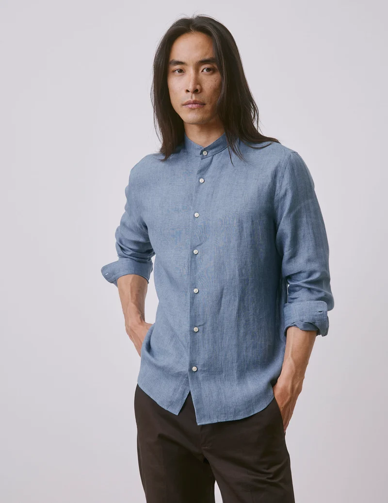 Chemise Herwin en lin bleue