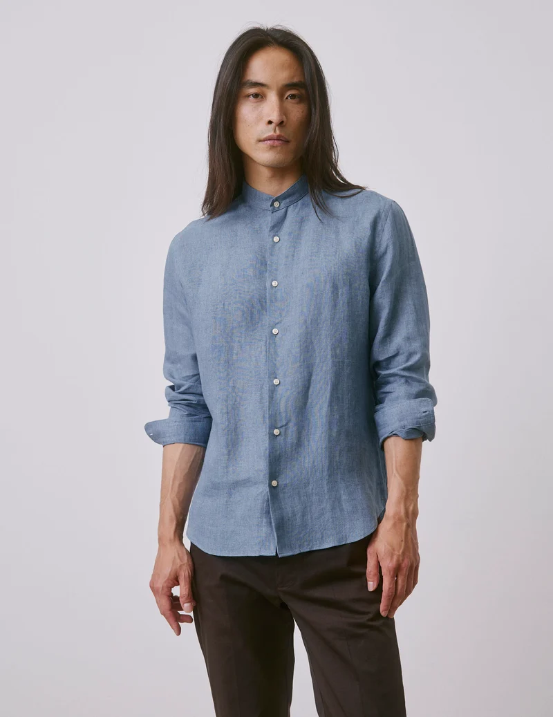 Chemise Herwin en lin bleue