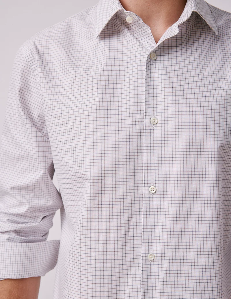 Chemise semi-ajustée à carreaux marron