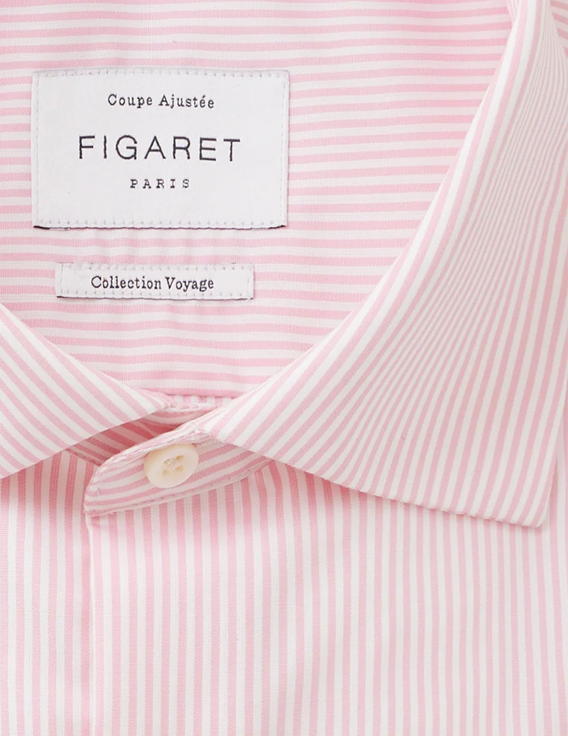 Chemise Ajustée Voyage rayée rose