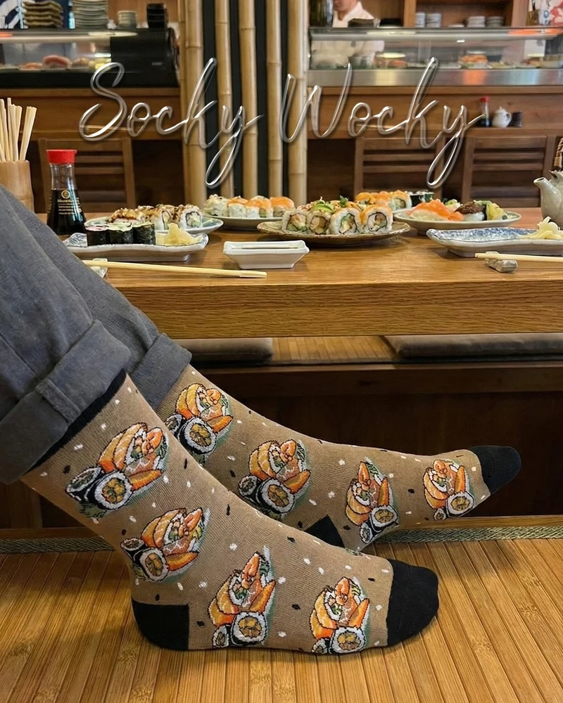 Sushi Brown Socks Japanese Food Series