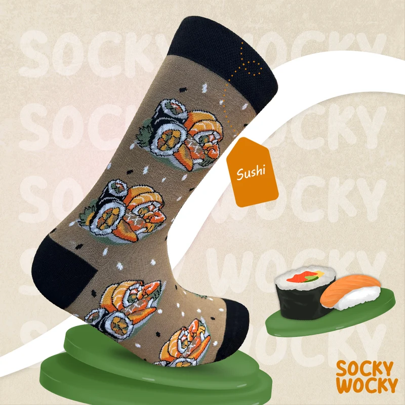 Sushi Brown Socks Japanese Food Series