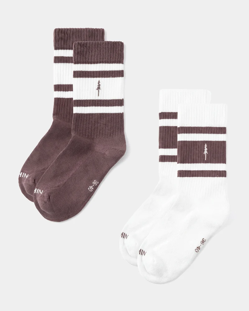 Weisse Braune Socken TreeSocks Ribbed Striped aus Bio-Baumwolle von Nikin