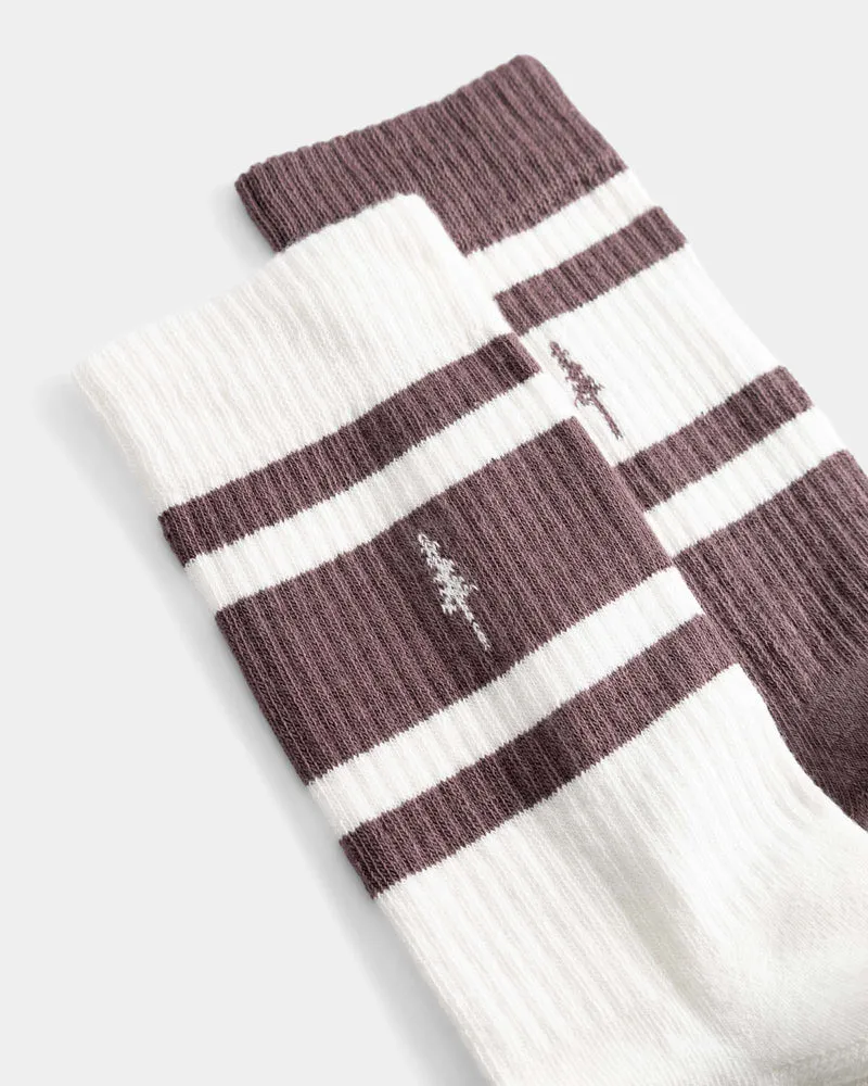Weisse Braune Socken TreeSocks Ribbed Striped aus Bio-Baumwolle von Nikin