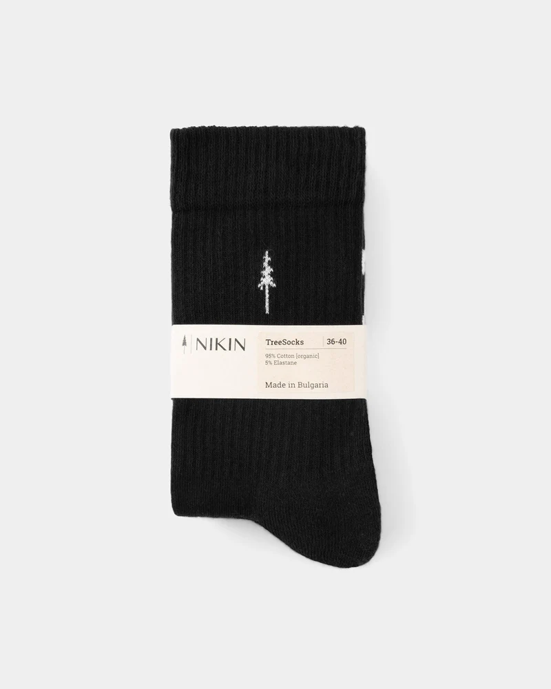 Schwarze Socken TreeSocks Ribbed Classic aus Bio-Baumwolle von Nikin