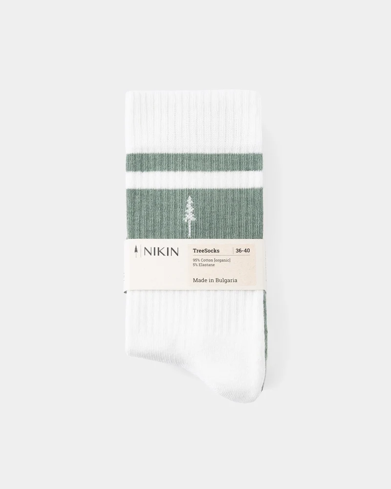 Grüne & Weisse Socken TreeSocks Ribbed aus Bio-Baumwolle von Nikin