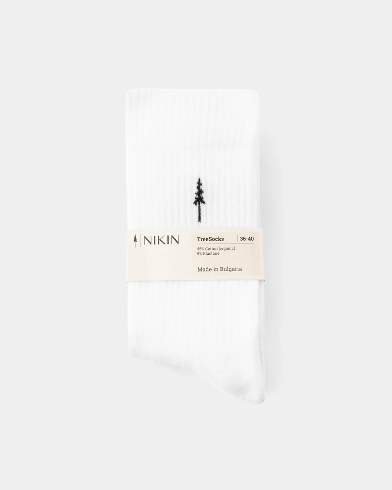 Weisse Socken TreeSocks Ribbed Classic aus Bio-Baumwollle von Nikin