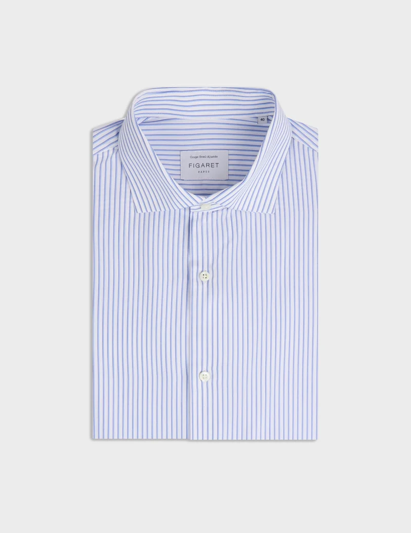 Chemise semi-ajustée rayée bleue