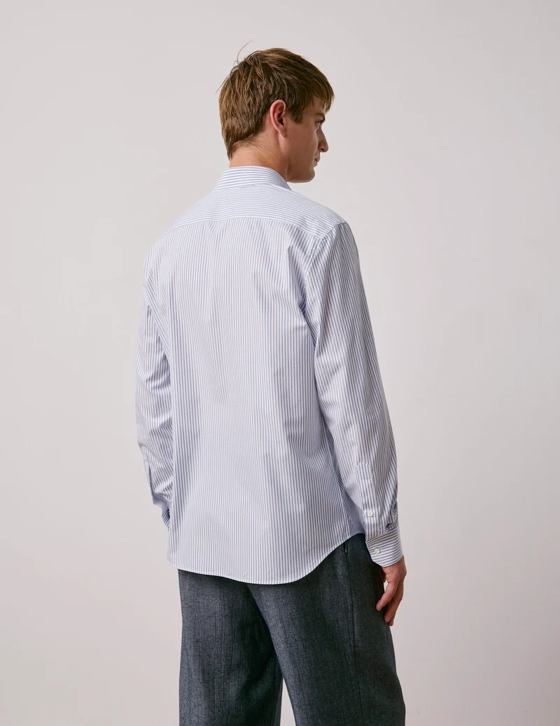 Chemise semi-ajustée rayée bleue