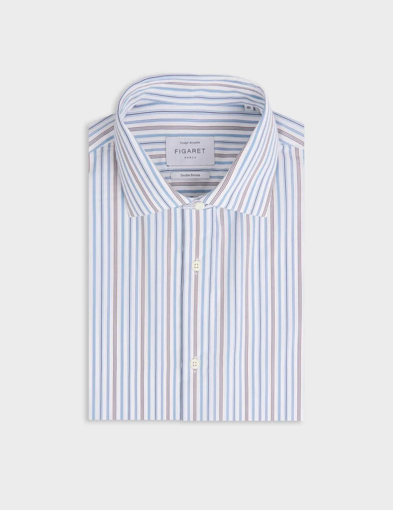 Chemise ajustée rayée bleue