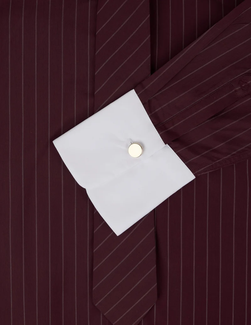 Chemise Naéline avec cravate amovible rayée bordeaux