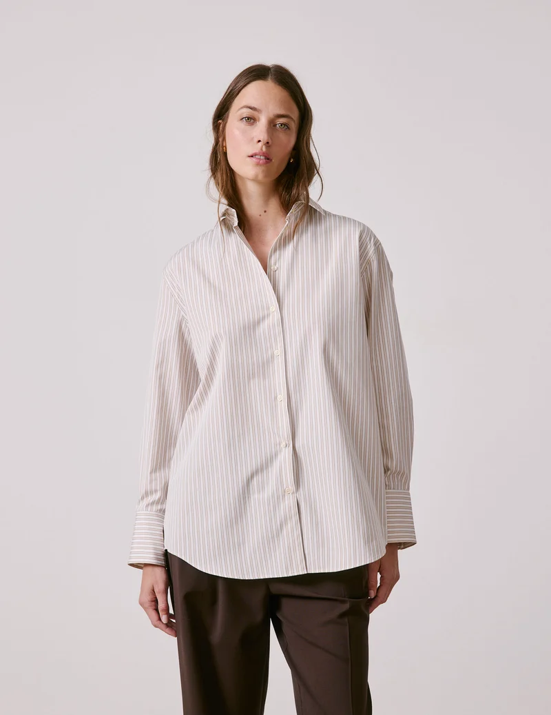 Chemise Mathilde rayée beige
