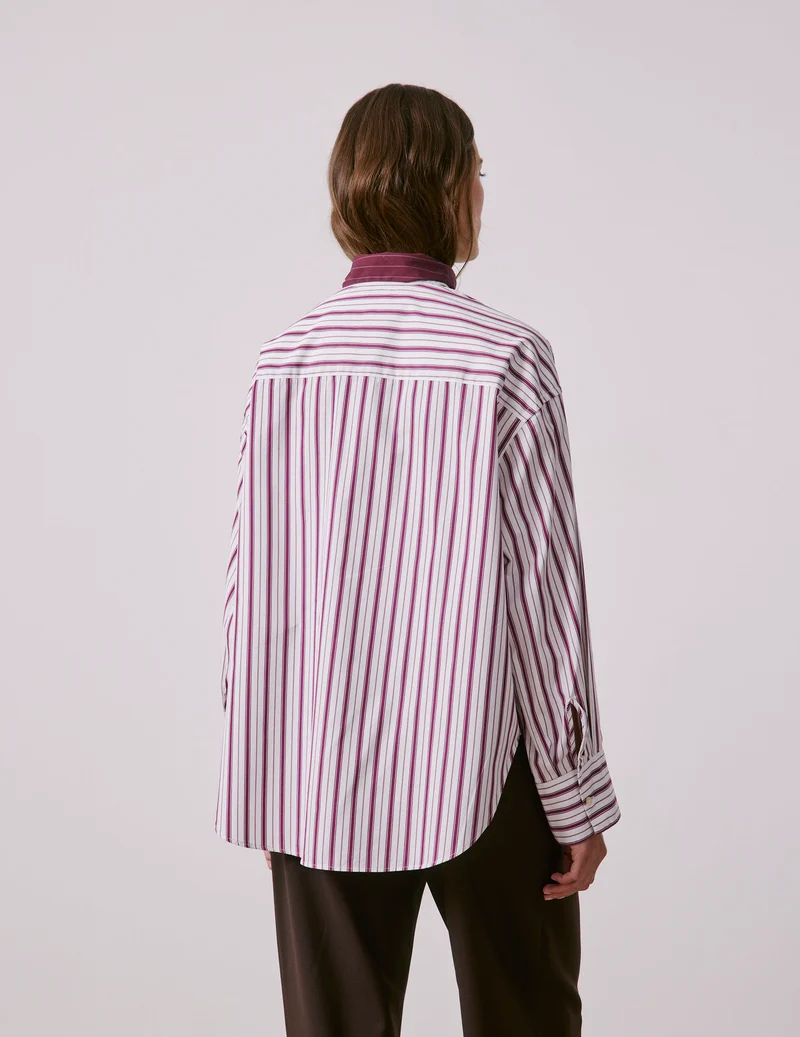 Chemise Margaux rayée bordeaux