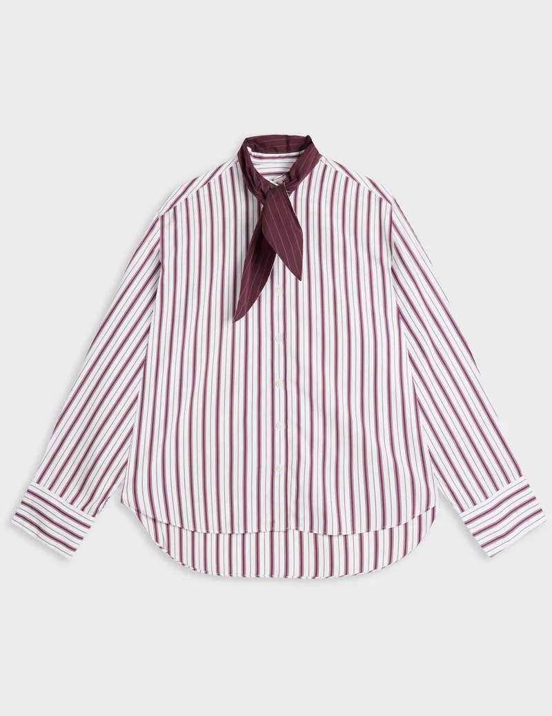 Chemise Margaux rayée bordeaux