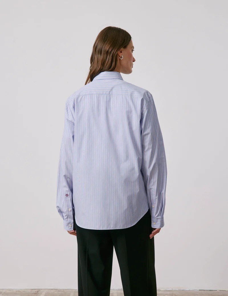 Chemise mixte "Je t'aime" bleue rayée
