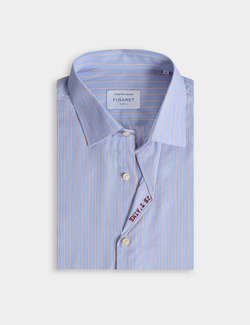Chemise mixte "Je t'aime" bleue rayée
