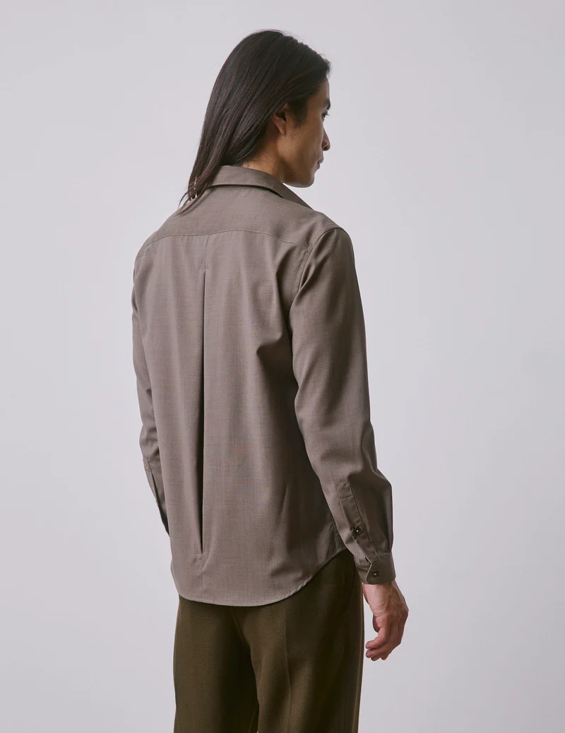 Chemise Paul en laine vierge marron