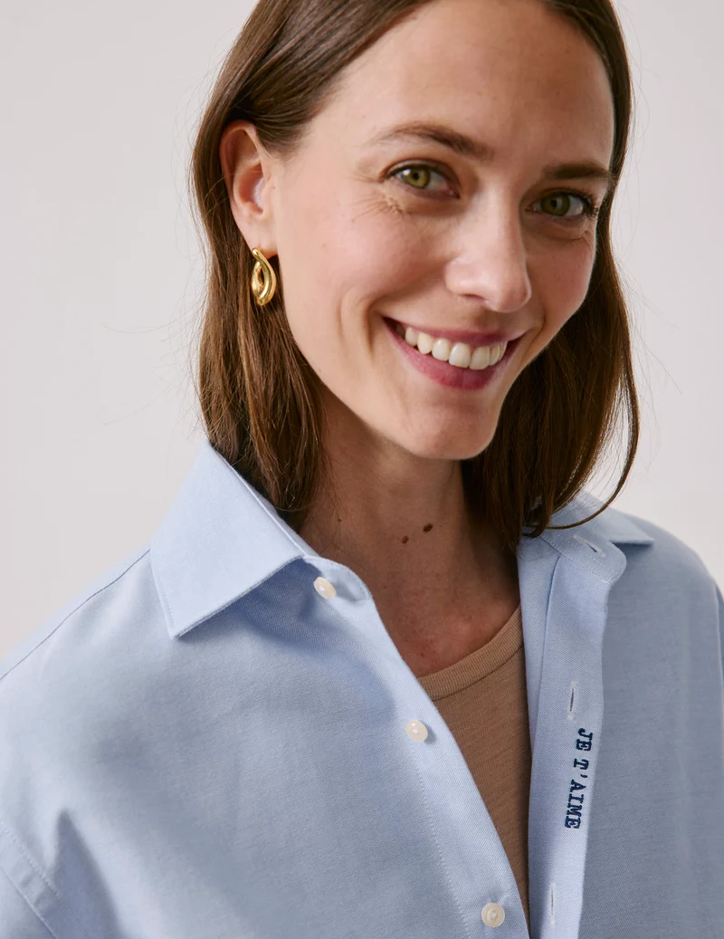 Chemise mixte "Je t'aime" bleue