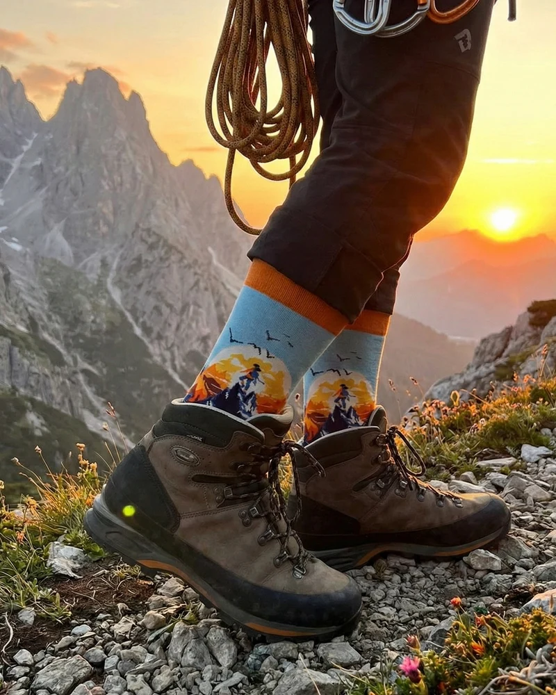Hiking Girl Sunset Socks Nature Adventure Edition