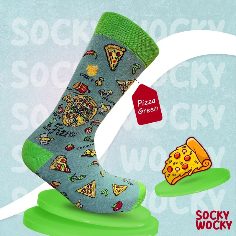 Pizza Green Socks Veggie Pizza Series