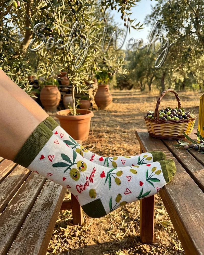 Olive You Socks Love Food Message Edition