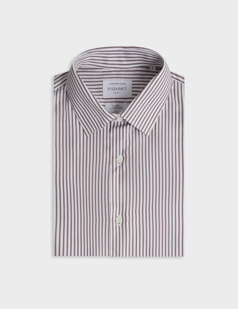 Chemise semi-ajustée rayée marron