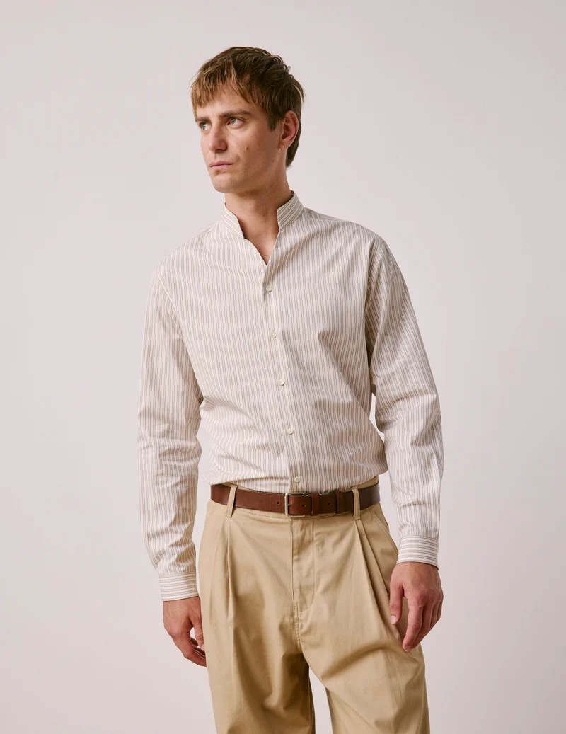 Chemise Carl rayée beige