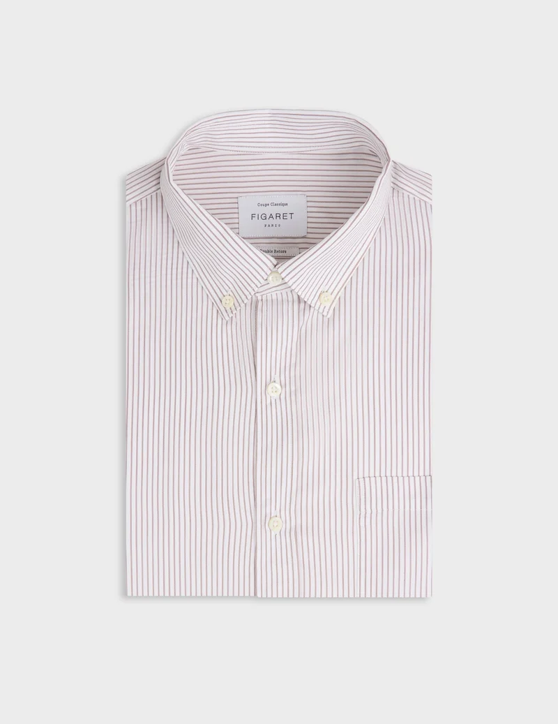 Chemise classique rayée marron