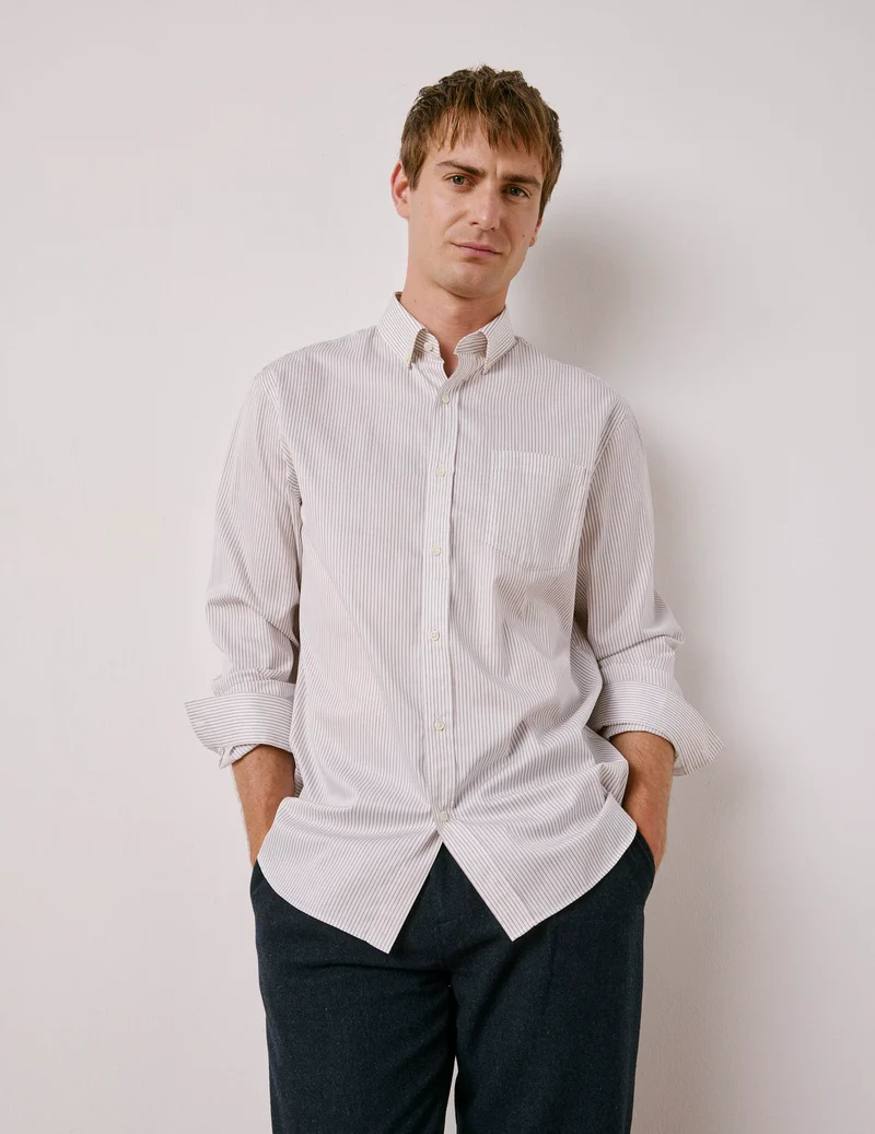 Chemise classique rayée marron