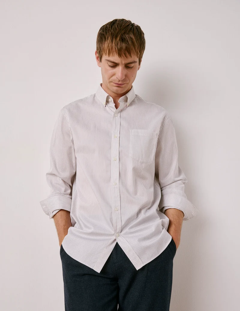 Chemise classique rayée marron