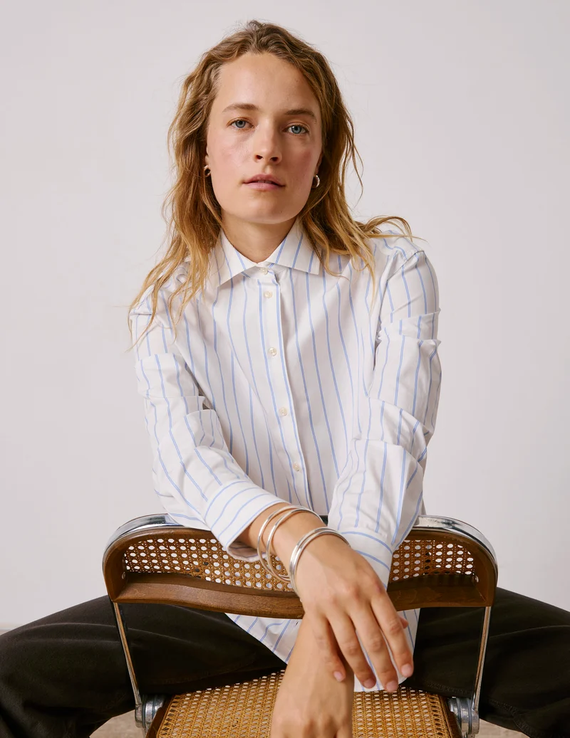 Chemise Mélinda rayée bleu clair