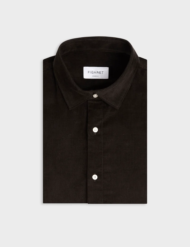 Chemise Auguste en velours marron