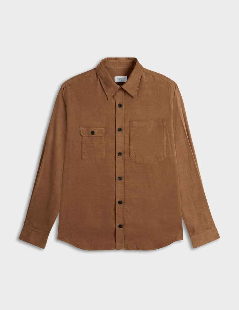 Chemise Pierrot en velours beige
