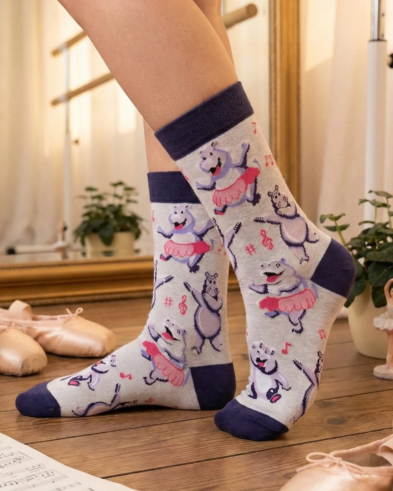 Dancing Hippos Socks Safari Fun Edition