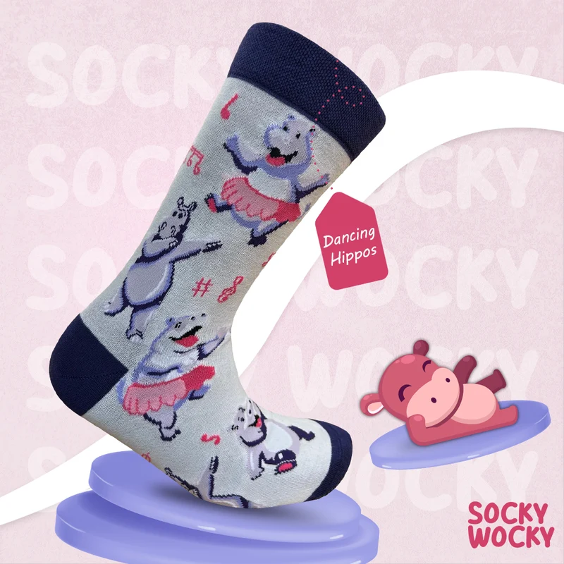Dancing Hippos Socks Safari Fun Edition