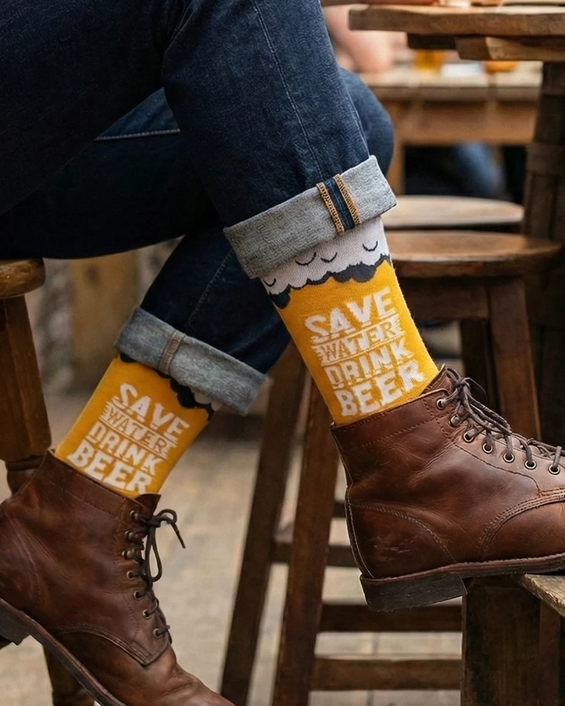 Save Water Drink Beer Socks Funny Statement Edition