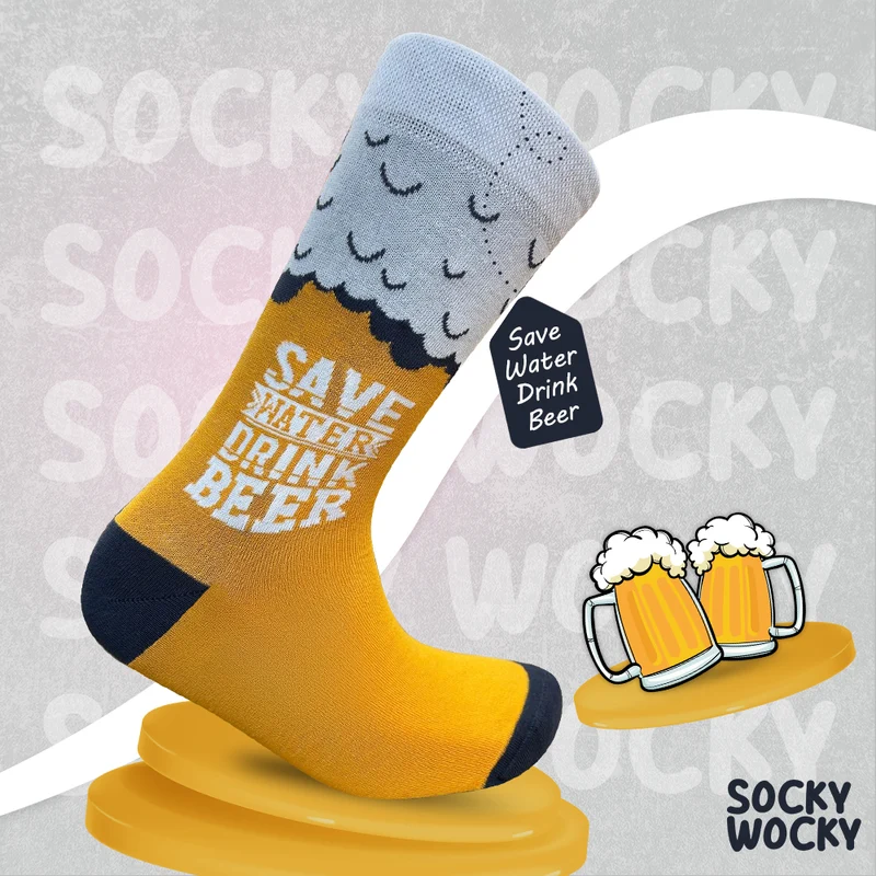 Save Water Drink Beer Socks Funny Statement Edition